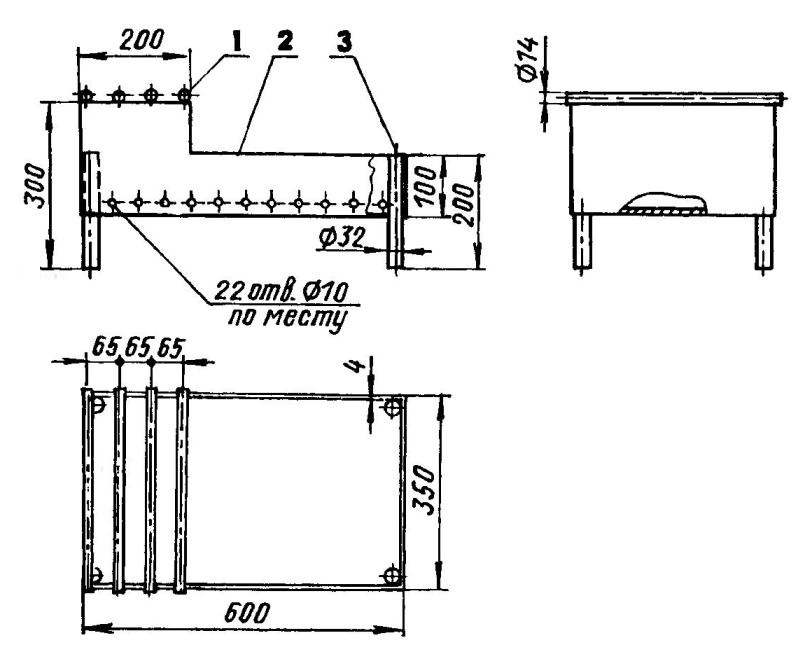 Размеры мангала для шашлыка чертеж из железа своими руками чертежи