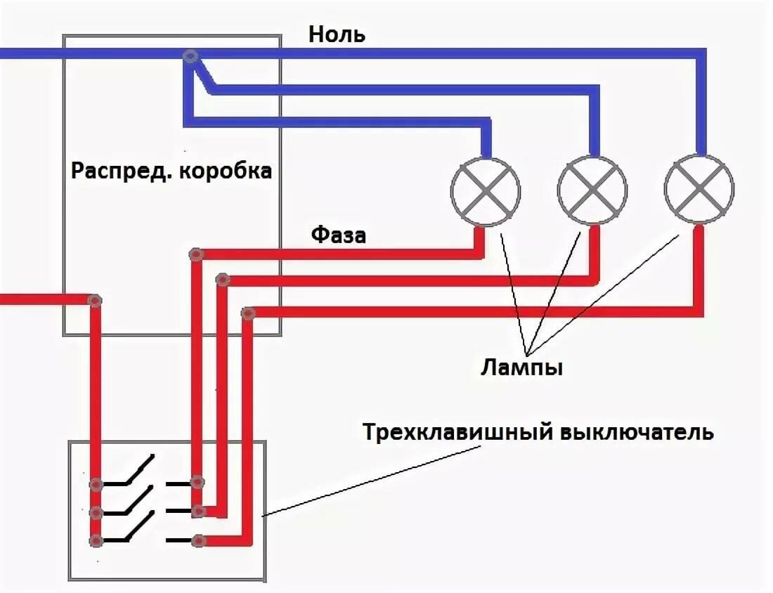 Схема подключения розетки и лампы и выключателя схема
