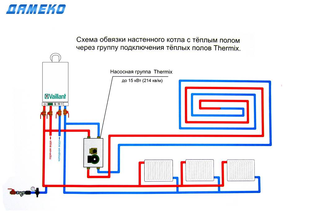 Схема теплого пола совместно с радиаторами