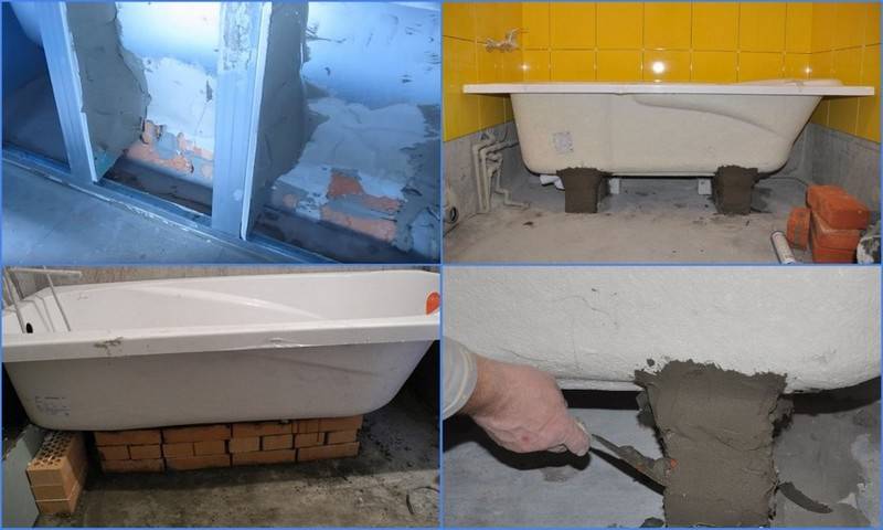 Установка стальной ванны своими руками: как установить на ножки, кирпичи (+ видео фото)