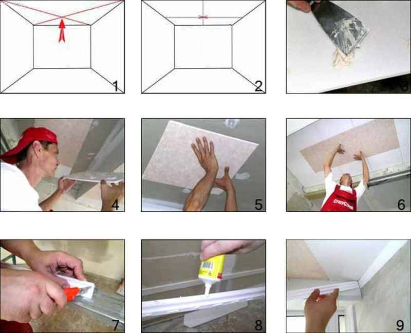 Как правильно клеить потолочную плитку: инструктаж по монтажу + достоинства и недостатки материала