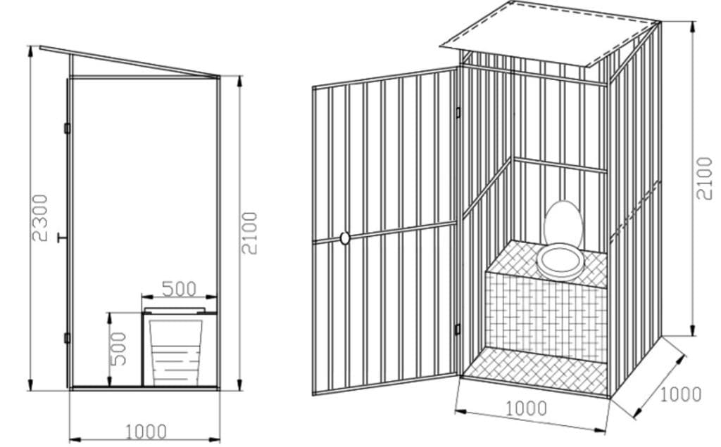 Стандартные размеры дачного туалета: проекты, схемы, чертежи санузлов