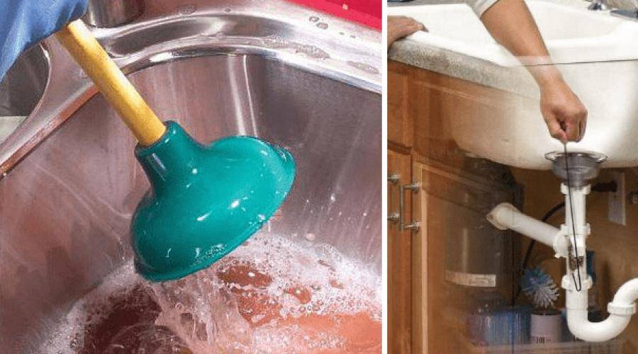 Засорилась раковина на кухне и не уходит вода: что делать в домашних условиях