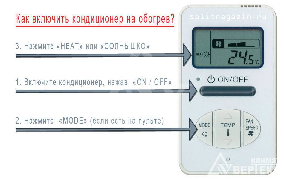 Как включить на кондиционере теплый воздух? руководство по активизации обогрева