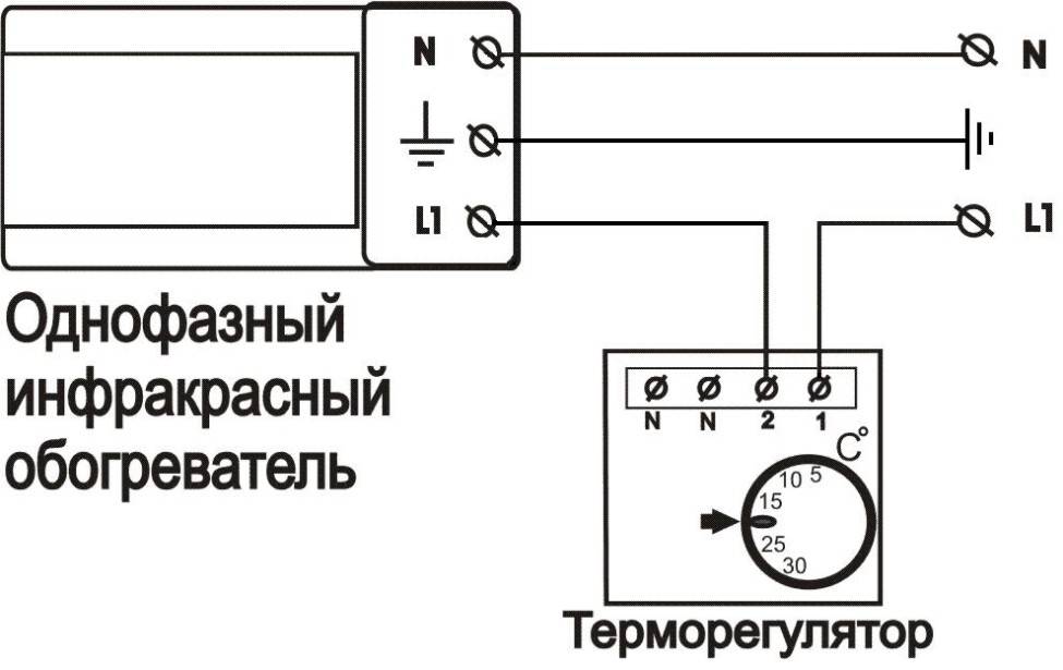 Подключение терморегулятора к инфракрасному обогревателю
