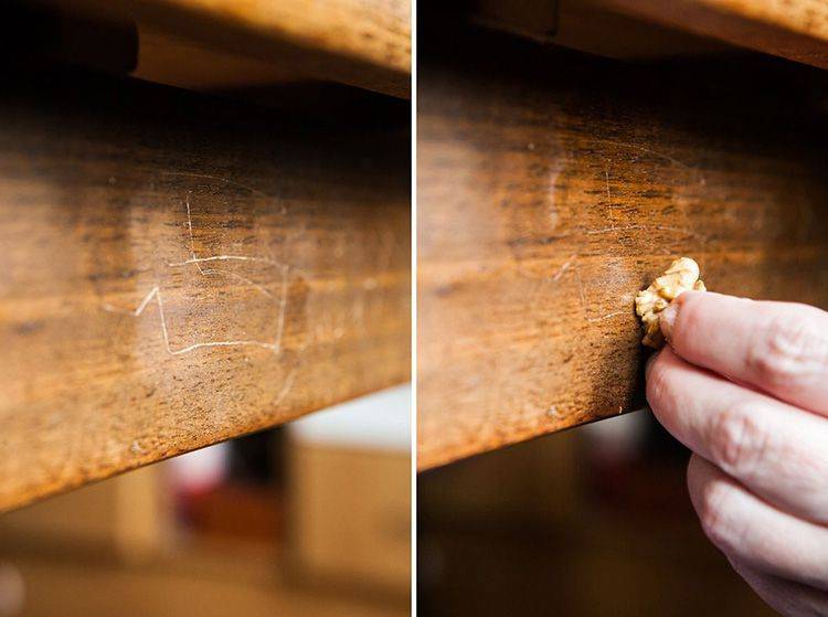 Известные 3 дешёвых способа удаления царапин с лакированной мебели: грецким орехом, воском и кремом
