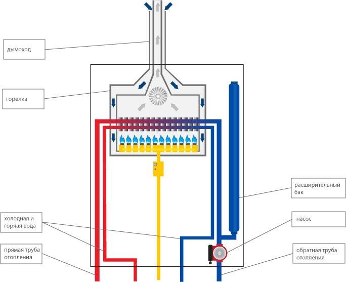 Устройство и принцип работы двухконтурного газового котла – особенности конструкции