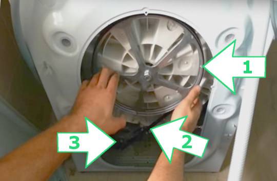 Как надеть ремень в стиральной машине