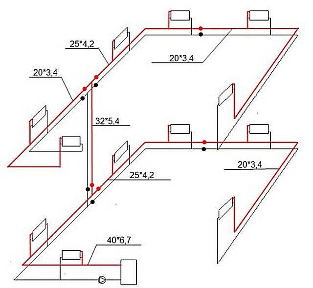 Двухтрубная система отопления двухэтажного дома: схема для частного дома