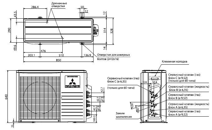 Размер кондиционера - внутренний блок настенной системы