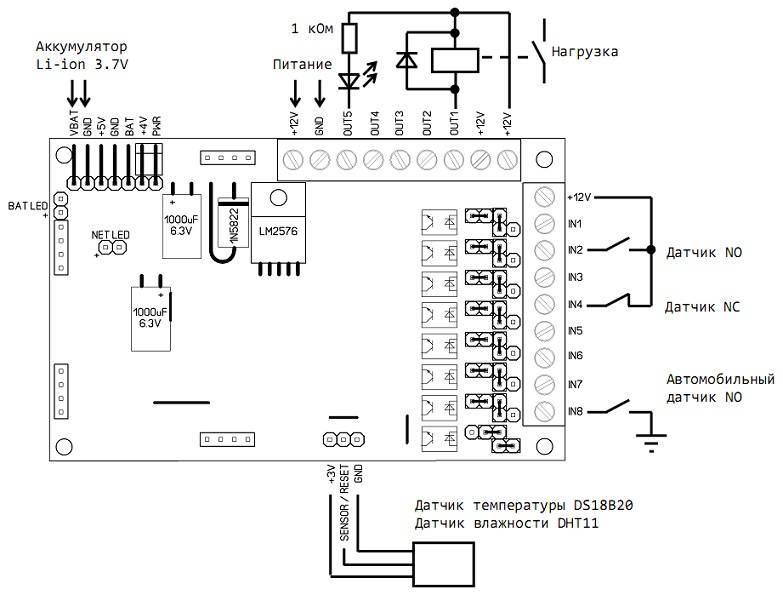 Контакт gsm 5 2 схема подключения