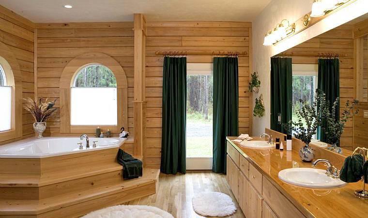 Ванная в деревянном доме: особенности помещения, гидроизоляция, примеры отделки на фото и видео